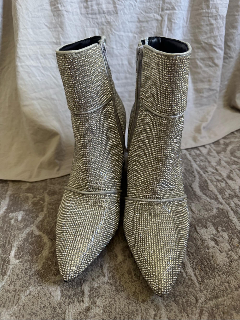 Never worn! Rhinestone Block Heel Ankle Boots - Picture 2 of 11